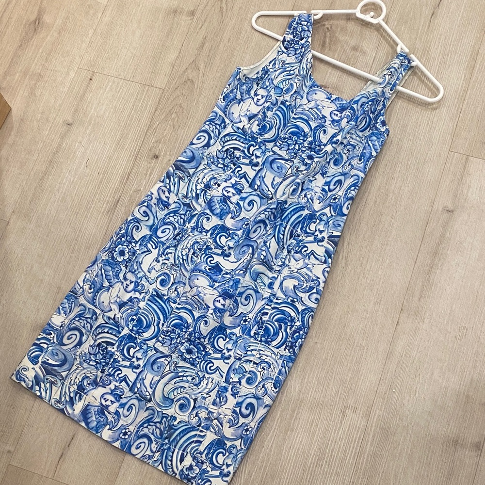 Auth Prada Mosaic Tile Cotton Mini Dress 44 Medium
